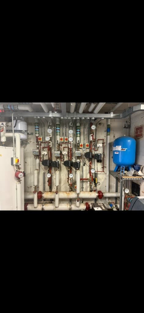 Commercial heating pumps and pipework at a primary school in Chieveley