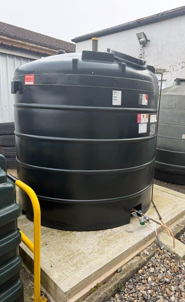 5,000-litre commercial oil storage tank with two-pipe oil supply system installed by APS at Marshall Motor Group PDI Centre, Berkshire