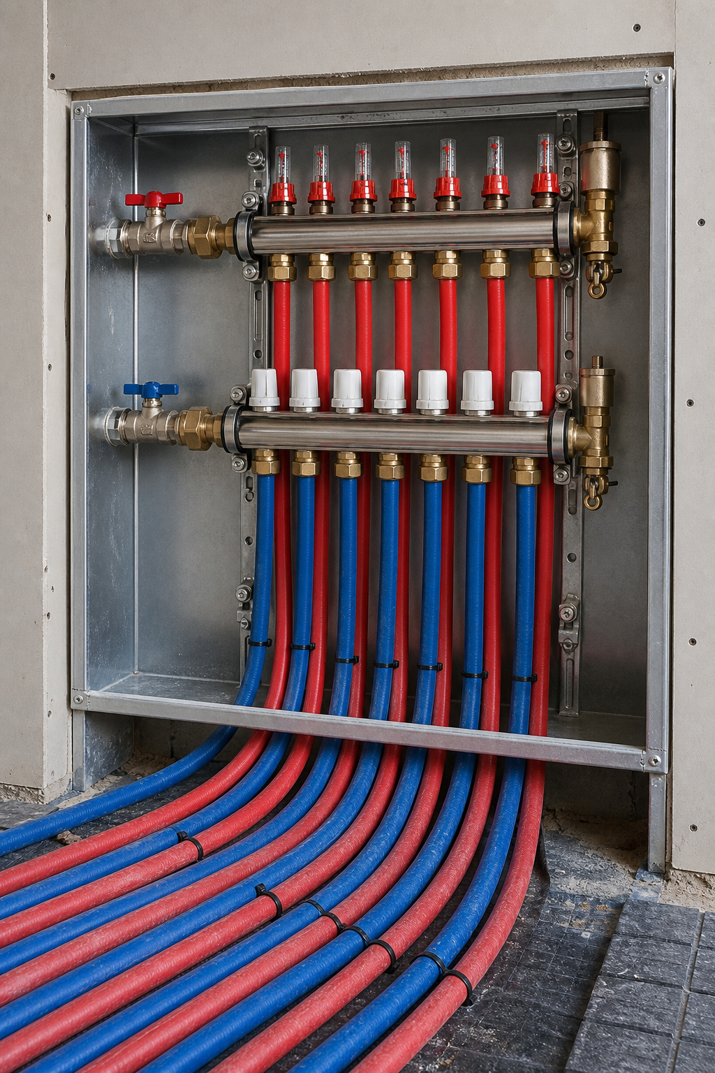 Underfloor heating manifolds and pipe loops